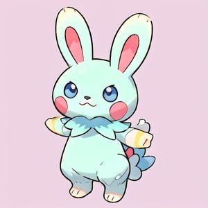 sugimori ken \(style\), normal pokemon, bunny, blue body, (masterpiece), high quality, best quality, high-definition, ultra-detailed, simple_background