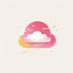logo, cloud, colorful (pink, light yellow), minimalist, LogoRedAF, logoredmaf, white background, ColorART,colorful