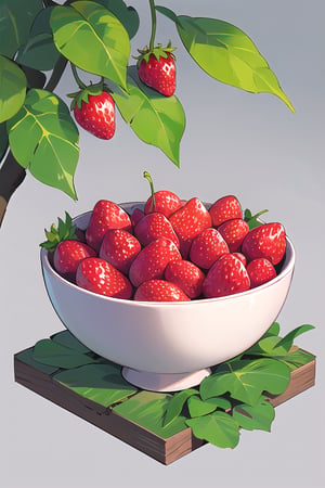 Small strawberry fruit plants on bushes, ,ISO_SHOP,isometric