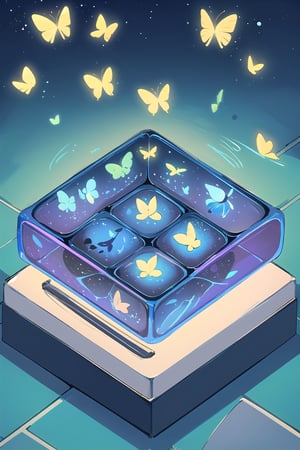 Bright butterflies at night, from above,ISO_SHOP,isometric