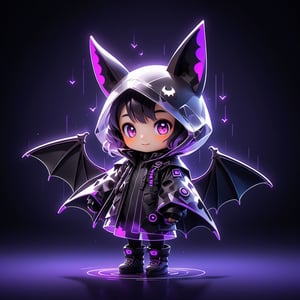 1 (Chibi_Bat_Mascot:2) for TenTen, an adorable look.

(((Main colors: Black:2 , Purple:2))), Boy, neon effect, cute modern 3D animation style.

Minimalist background with ((2 alphabet T and A)).

(Ultrasharp, 8k, detailed, ink art, stunning, vray tracing), style raw, 3d render, Monster. vampire
,Leonardo Style,cyberpunk style