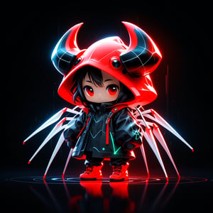 1 (Chibi_Spider_Mascot:2) for TenTen, an adorable look.

(((Main colors: Black:2 , Red:2))), neon effect, cute modern 3D animation style.

Minimalist background with ((2 alphabet T and A)).

(Ultrasharp, 8k, detailed, ink art, stunning, vray tracing), style raw, 3d render, Monster. 1 human boy, Crab, Leonardo Style,cyberpunk style
