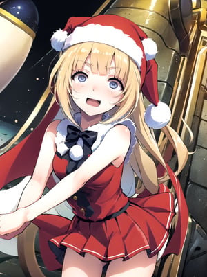 //Quality,
(masterpiece), (best quality), 8k illustration,
//Character,
1girl, solo, smile, 
//Fashion,
santa_costume,
//Background,
indoors, christmas, 
//Others,
aquascreaming,aakei