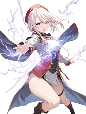 masterpiece, best quality, 8k, 8k UHD, ultra-high resolution, ultra-high definition, highres
,//Character, 
1girl, solo, Edelgard_Isekaimaou
,//Fashion, 

,//Background, white_background
,//Others, ,Expressiveh, 
lightning magic charging