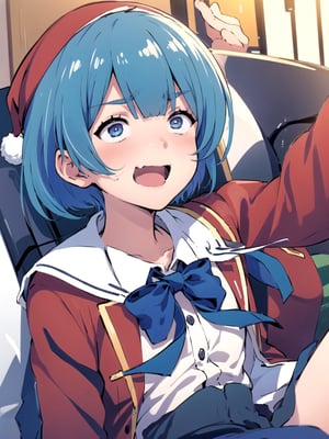 //Quality,
(masterpiece), (best quality), 8k illustration,
//Character,
overlordentoma, 1girl, solo, smile, 
//Fashion,
santa_costume,
//Background,
indoors, christmas, 
//Others,
aquascreaming,1girl ibuki mio short hair blue hair