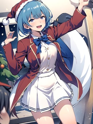 //Quality,
(masterpiece), (best quality), 8k illustration,
//Character,
overlordentoma, 1girl, solo, smile, 
//Fashion,
santa_costume,
//Background,
indoors, christmas, 
//Others,
aquascreaming,1girl ibuki mio short hair blue hair