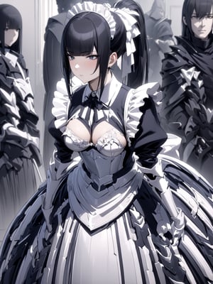 //Quality,
masterpiece, best quality, detailed
,//Character,
1girl, solo
,//Fashion,
,//Background,
,//Others,
,narberal gamma \(overlord\), 1girl, long hair, black hair, glay eyes, bangs, ponytail, medium breats, ribbon, bow, maid, dress, armor, gloves