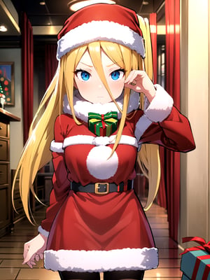 //Quality,
(masterpiece), (best quality), 8k illustration,
//Character,
overlordentoma, 1girl, solo, gift
//Fashion,
santa_costume,
//Background,
indoors, christmas, 
//Others,
evileye_overlord