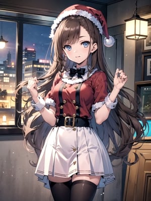 //Quality,
(masterpiece), (best quality), 8k illustration,
//Character,
1girl, solo, smile, 
//Fashion,
santa_costume,
//Background,
indoors, christmas, 
//Others,
aquascreaming,1girl matsushita swept bangs brown hair