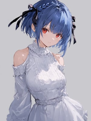 score_9,score_8_up,score_7_up,score_6_up, masterpiece, best quality, 8k, 8k UHD, ultra-high resolution, ultra-high definition, highres
,//Character, 
1girl, solo, short hair, blue hair, shiny hair, red eyes, bangs, braid
,//Fashion, 
santa_costume, hair ribbon
,//Background, white_background
,//Others, ,Expressiveh,
dynamic pose, dark energy charging