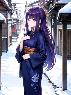 //Quality,
(masterpiece), (best quality), 8k illustration,
,//Character,
1girl, solo,
,//Fashion,
details (dark blue silk brocade kimono)
,//Background,
Kyoto, outdoors, winter, snow
,//Others,
goodbye,aafern, long hair, purple hair