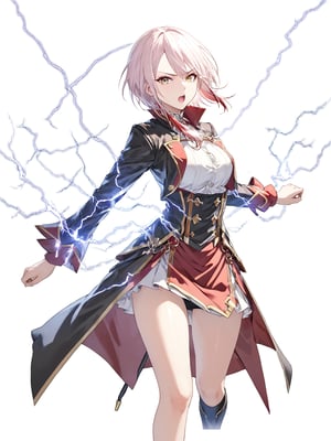 masterpiece, best quality, 8k, 8k UHD, ultra-high resolution, ultra-high definition, highres
,//Character, 
1girl, solo, Edelgard_Isekaimaou
,//Fashion, 

,//Background, white_background
,//Others, ,Expressiveh, 
lightning magic charging