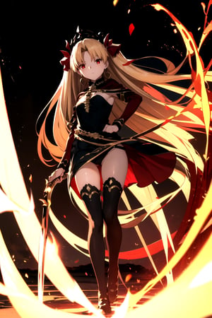 //Quality,
(masterpiece), (best quality), 8k illustration
,//Character,
1girl, solo
,//Fashion,
,//Background,
white_background, simple_background
,//Others,
,ereshkigal, ereshkigal \(fate\), long hair, blonde hair, very long hair, two side up, tiara, (red eyes:1.3), ribbon, hair ribbon, red ribbon, (parted bangs:1.5),BREAK thighhighs, dress, jewelry, earrings, black dress, single thighhigh, asymmetrical legwear, uneven legwear, single sleeve, spine, hair bow