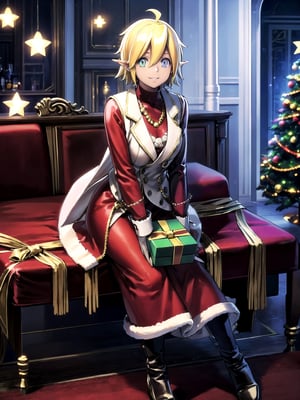 //Quality,
(masterpiece), (best quality), 8k illustration,
//Character,
overlordentoma, 1girl, solo, smile, gift
//Fashion,
santa_costume,
//Background,
indoors, christmas, 
//Others,
,Aura Bella Fiora 