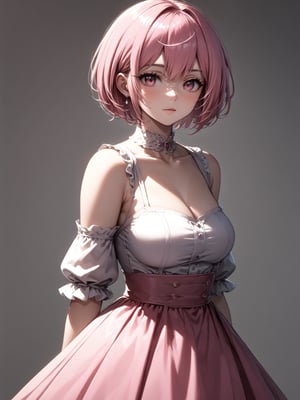 best quality, 8k, 8k UHD, ultra-high resolution, ultra-high definition, highres
,//Character, 
1girl, solo
,//Fashion, 
,//Background, 
,//Others, ,Expressiveh, 
Alural, short hair, pink hair, pink eyes, dress