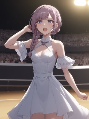 best quality, 8k, 8k UHD, ultra-high resolution, ultra-high definition, highres
,//Character, 
1girl, solo, 
,//Fashion, 
dress
,//Background, 
,//Others, ,Expressiveh,
Girl singing at the Olympic Closing Ceremony,
NAZUNA NANAKUSA,BRAIDED HAIR RINGS