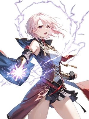 masterpiece, best quality, 8k, 8k UHD, ultra-high resolution, ultra-high definition, highres
,//Character, 
1girl, solo, Edelgard_Isekaimaou
,//Fashion, 

,//Background, white_background
,//Others, ,Expressiveh, 
lightning magic charging