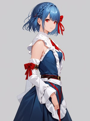 score_9,score_8_up,score_7_up,score_6_up, masterpiece, best quality, 8k, 8k UHD, ultra-high resolution, ultra-high definition, highres
,//Character, 
1girl, solo, short hair, blue hair, shiny hair, red eyes, bangs, braid
,//Fashion, 
santa_costume, hair ribbon
,//Background, white_background
,//Others, ,Expressiveh,
dynamic pose