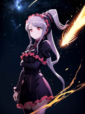 //Quality,
(masterpiece), (best quality), 8k illustration
,//Character,
1girl, solo
,//Fashion,
,//Background,
night sky, meteor
,//Others,
superpower, book, float, feel astonished,shalltear bloodfallen,so-bin