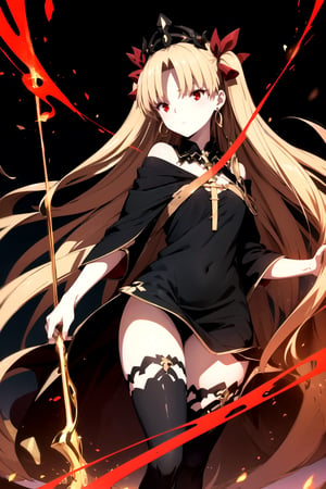 //Quality,
(masterpiece), (best quality), 8k illustration
,//Character,
1girl, solo
,//Fashion,
,//Background,
white_background, simple_background
,//Others,
,ereshkigal, ereshkigal \(fate\), long hair, blonde hair, very long hair, two side up, tiara, (red eyes:1.3), ribbon, hair ribbon, red ribbon, (parted bangs:1.5),BREAK thighhighs, dress, jewelry, earrings, black dress, single thighhigh, asymmetrical legwear, uneven legwear, single sleeve, spine, hair bow