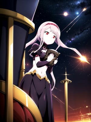 //Quality,
(masterpiece), (best quality), 8k illustration
,//Character,
1girl, solo
,//Fashion,
,//Background,
night sky, meteor
,//Others,
superpower, book, float, feel astonished,shalltear bloodfallen,so-bin