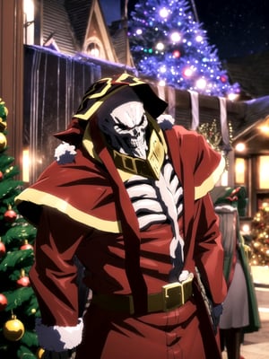 1boy, intricate design, santa costume, (santa's home, decorate santa house, Decorate the Christmas tree),Christmas,Ainz, overlord, high laughter