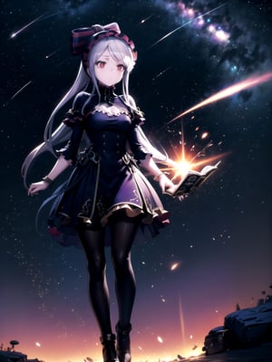 //Quality,
(masterpiece), (best quality), 8k illustration
,//Character,
1girl, solo
,//Fashion,
,//Background,
night sky, meteor
,//Others,
superpower, book, float, feel astonished,shalltear bloodfallen