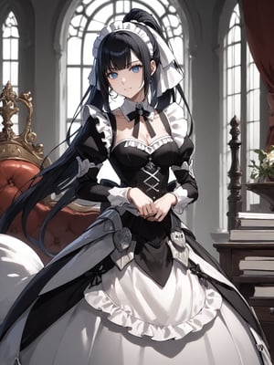 score_9,score_8_up,score_7_up,score_6_up, masterpiece, best quality, highres
,//Character, 
1girl,narberal gamma \(overlord\), long hair, black hair, glay eyes, bangs, ponytail, medium breats
,//Fashion, 
maid
,//Background, 
,//Others, ,Expressiveh, 
A young girl reading a storybook to a circle of stuffed animals, each positioned as if listening intently.