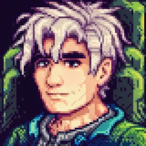 male,adult,white hair,anime,pixel art,portrait,hero,knight