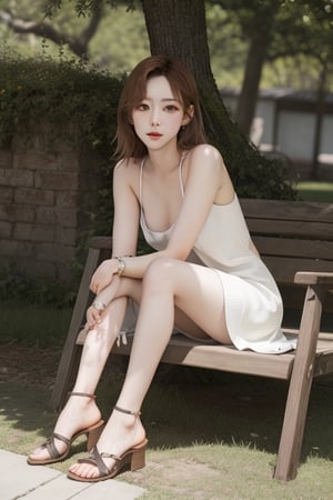 Attractive lady wearing a model look,  sunny atmosphere, summer vibes, natural lighting, high detail, natural pose, trending on artstation, 4k resolution, taeyeonlorashy,eye to eye, full body,better_hands