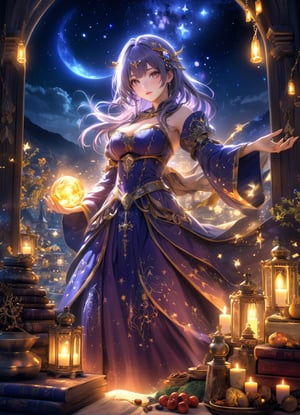 (sacred night and magic caster),(ultra-fine HDR),extremely delicated and beautiful,