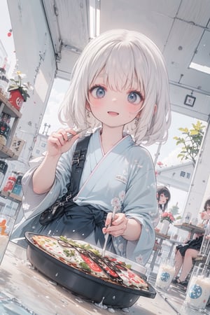 absurdres, highres, ultra detailed,
dynamic angle, cinematic lighting,
dutch angle,dynamic pose,
BREAK,
HDR, ((Most Popular Top Quality Cartoon Illustrations of 2023)),
BREAK,
(4 girls are eating okonomiyaki):1.5,
(high school girl):1.4,(navy blue school uniform):1.5,
BREAK,
((funny, talking each other ,smile,big laugh)) ,((bright atmosphere)),
BREAK,
(indoor),(Okonomiyaki restaurant in Osaka),(The seats are full),