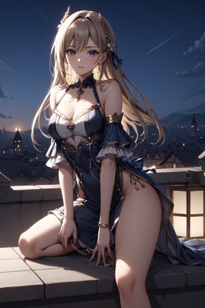 masterpiece, best quality, 8k, 8k UHD, ultra-high resolution, ultra-high definition, highres, cinematic lighting
,//Character, 
1girl, solo
,//Fashion, 
,//Background, 
,//Others, ,Expressiveh, hentai, cowboy_shot, female focus, 
A twin-tailed assassin girl perched on a rooftop, observing a medieval fantasy city at night.