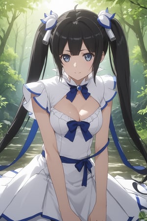 score_9,score_8_up,score_7_up,score_6_up, masterpiece, best quality, highres
,//Character, 
1girl,hestia, black hair, blue eyes,
twin tails/long hair, hair ornament
,//Fashion, 

,//Background, 
,//Others, ,Expressiveh,LOLA_SO6, 
Group of women gathered in a forest clearing, performing a protective ritual, glowing magical circles, determination on their faces