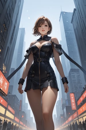 masterpiece, best quality, 8k, 8k UHD, ultra-high resolution, ultra-high definition, highres, cinematic lighting
,//Character, 
1girl, solo
,//Fashion, 
,//Background, 
,//Others, ,Expressiveh, hentai, 
A woman performing a high-wire act between skyscrapers, city lights twinkling far below.