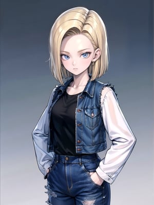 //Quality,
masterpiece, best quality
,//Character,
1girl, solo
,//Fashion,
,//Background,
,//Others,
Android18DB,striped_sleeves,long_sleeves, denim_jacket,vest,earrings, superpower