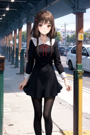 //Quality,
masterpiece, best quality
,//Character,
1girl, solo
,//Fashion, 
,//Background,
white_background
,//Others,
,spread legs, 
,brown hair, light blush, brown eyes, long hair, twintails,school uniform, black dress, red ribbon, black pantyhose