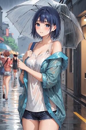 score_9,score_8_up,score_7_up,score_6_up, masterpiece, best quality, highres
,//Character, 
1girl,
,//Fashion, 

,//Background, 
,//Others, ,Expressiveh, 
A girl in summer clothes caught in unexpected rain, her clothes clinging slightly.