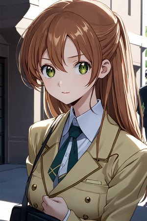 score_9,score_8_up,score_7_up,score_6_up, source_anime, masterpiece, best quality, 8k, 8k UHD, ultra-high resolution, ultra-high definition, highres, cinematic lighting
,//Character, 
1girl, solo,shirley fenette, orange hair, green eyes, half updo, long hair
,//Fashion, 
ashford academy school uniform
,//Background, 
,//Others, ,Expressiveh,
A girl in a slightly oversized school uniform, caught in a sudden gust of wind.