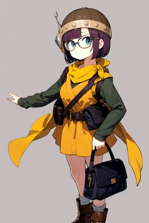 //Quality,
masterpiece, best quality
,//Character,
1girl, solo
,//Fashion,
,//Background,
white_background, simple_background, blank_background
,//Others,
,Lucca_CT, purple hair, short hair, helmet, glasses, standing, yellow scarf,