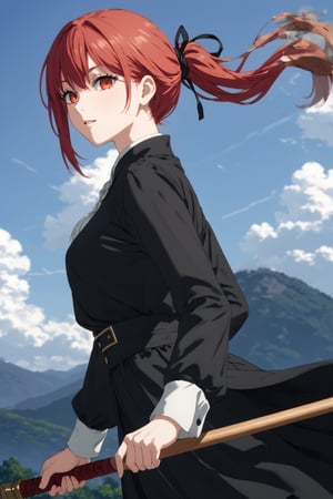score_9,score_8_up,score_7_up,score_6_up, masterpiece, best quality, highres
,//Character, 
1girl,makima_v1, red hair, ringed eyes, braided ponytail
,//Fashion, 

,//Background, 
,//Others, ,Expressiveh,2b-Eimi, 
A girl riding a giant pencil like a witch's broomstick, soaring through a sky filled with floating mathematical equations.