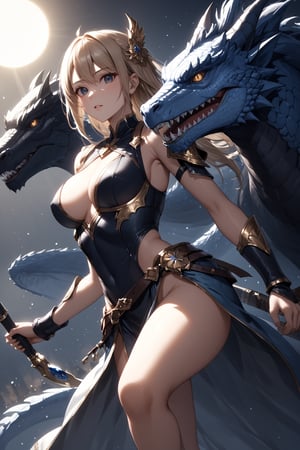 masterpiece, best quality, 8k, 8k UHD, ultra-high resolution, ultra-high definition, highres, cinematic lighting
,//Character, 
1girl, solo
,//Fashion, 
,//Background, 
,//Others, ,Expressiveh, hentai, 
A determined girl warrior facing off against a massive dragon, her armor gleaming in the sunlight.