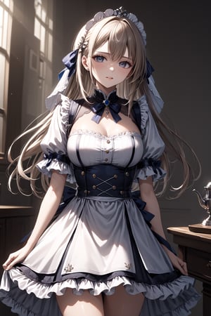 masterpiece, best quality, 8k, 8k UHD, ultra-high resolution, ultra-high definition, highres, cinematic lighting
,//Character, 
1girl, solo
,//Fashion, 
,//Background, 
,//Others, ,Expressiveh, hentai, cowboy_shot, female focus, 
A girl in a maid uniform serving tea to skeletal overlords in an opulent meeting room.