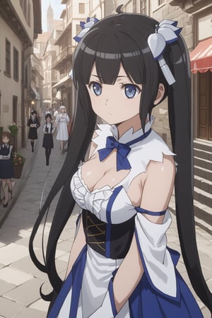 score_9,score_8_up,score_7_up,score_6_up, masterpiece, best quality, highres
,//Character, 
1girl,hestia, black hair, blue eyes,
twin tails/long hair, hair ornament
,//Fashion, 

,//Background, 
,//Others, ,Expressiveh, 
(Female mage casting a barrier spell around a small town, magical energy flowing from her hands, townspeople watching in awe)