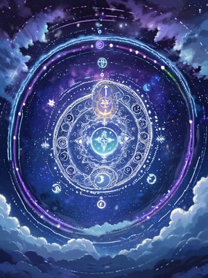 {{masterpiece}},best quality},{highres}, santa,solo,detailed face,night with bright colorful lights whith richly layered clouds and clouded moon in the detailed sky, When the magic circle is activated, the runes and energies on each circle will be interconnected to form a complete magic network