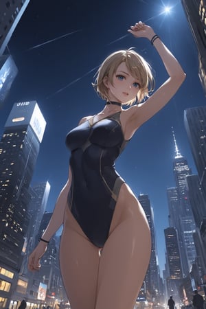masterpiece, best quality, 8k, 8k UHD, ultra-high resolution, ultra-high definition, highres, cinematic lighting
,//Character, 
1girl, solo
,//Fashion, 
,//Background, 
,//Others, ,Expressiveh, hentai, 
A woman performing a high-wire act between skyscrapers, city lights twinkling far below.
