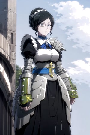 //Quality,
masterpiece, best quality
,//Character,
1girl, solo
,//Fashion,
,//Background,
white_background, simple_background
,//Others,
,yuri alpha, maid, armor, armored dress, gauntlets