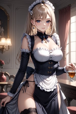 masterpiece, best quality, 8k, 8k UHD, ultra-high resolution, ultra-high definition, highres, cinematic lighting
,//Character, 
1girl, solo
,//Fashion, 
,//Background, 
,//Others, ,Expressiveh, hentai, 
A girl in a maid uniform serving tea to skeletal overlords in an opulent meeting room.