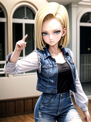 //Quality,
masterpiece, best quality
,//Character,
1girl, solo
,//Fashion,
,//Background,
,//Others,
Android18DB,striped_sleeves,long_sleeves, denim_jacket,vest,earrings, superpower