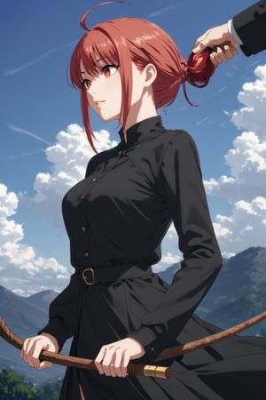 score_9,score_8_up,score_7_up,score_6_up, masterpiece, best quality, highres
,//Character, 
1girl,makima_v1, red hair, ringed eyes, braided ponytail
,//Fashion, 

,//Background, 
,//Others, ,Expressiveh,2b-Eimi, 
A girl riding a giant pencil like a witch's broomstick, soaring through a sky filled with floating mathematical equations.